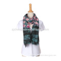 swallow gird printing scarf tie dyeing shawl with fringes -- pink + green